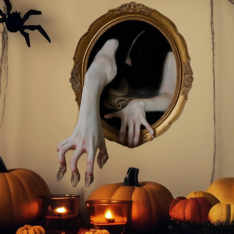 Spooky Mirror Hand Wall Sticker, Removable Self-Adhesive Pvc Wall Sticker, Suitable For Home, Office, Halloween.