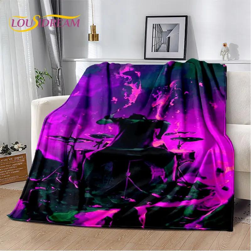 Bateri seti Müzik Aletleri Yumuşak Peluş Battaniye, Flanel Battaniye Atmak Battaniye Oturma Odası Yatak Odası Yatak Kanepe Piknik Örtüsü Çocuklar için