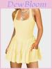 Yellow Summer Girls Knit Fabric Sleeveless Dress With U Neckline For Casual And Party Wear