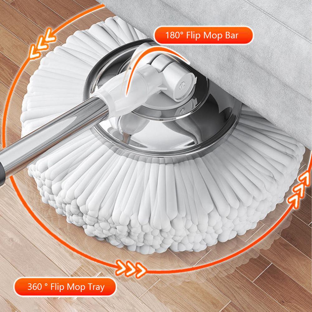 360°-Drehmopp-Eimer, Mikrofaser-Drehmopp-Eimer, Auswringmopp-Reinigungssystem & 6 Mikrofaserköpfe, Bodenreinigungs-Waschbesen