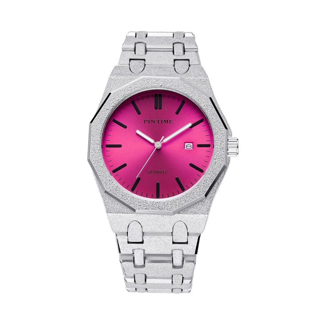 Fashion Men's Quartz Wristwatch - Frosted Stainless Steel Band, Multiple Color Dials, Casual & Business Watch