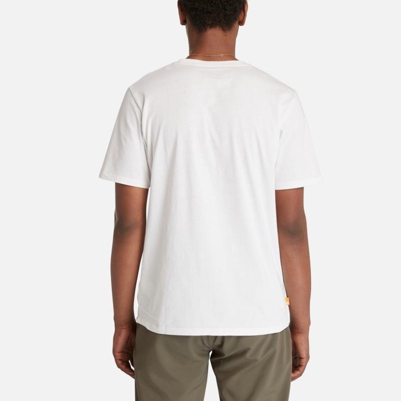 Timberland Letter Round Neck Outdoor Running Breathable Short Sleeve T-Shirt Men T-Shirts White A6DN3-100