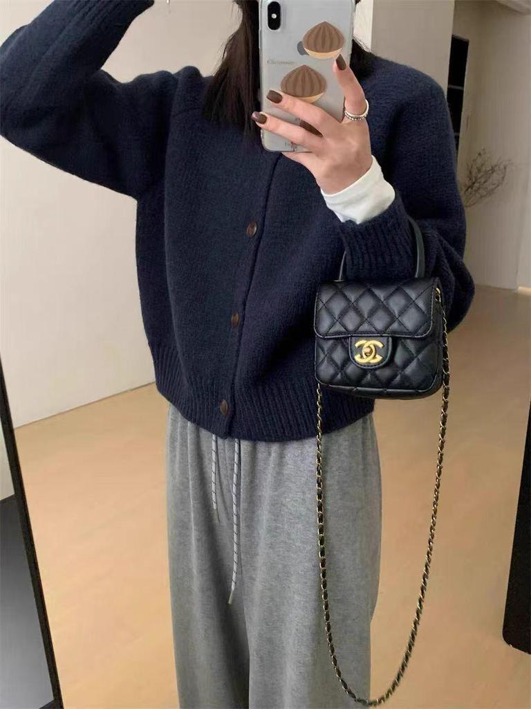 Women's Korean-Style Woolen Cardigan Jacket - Single-Breasted, Short Knit Outerwear for Autumn/Winter
