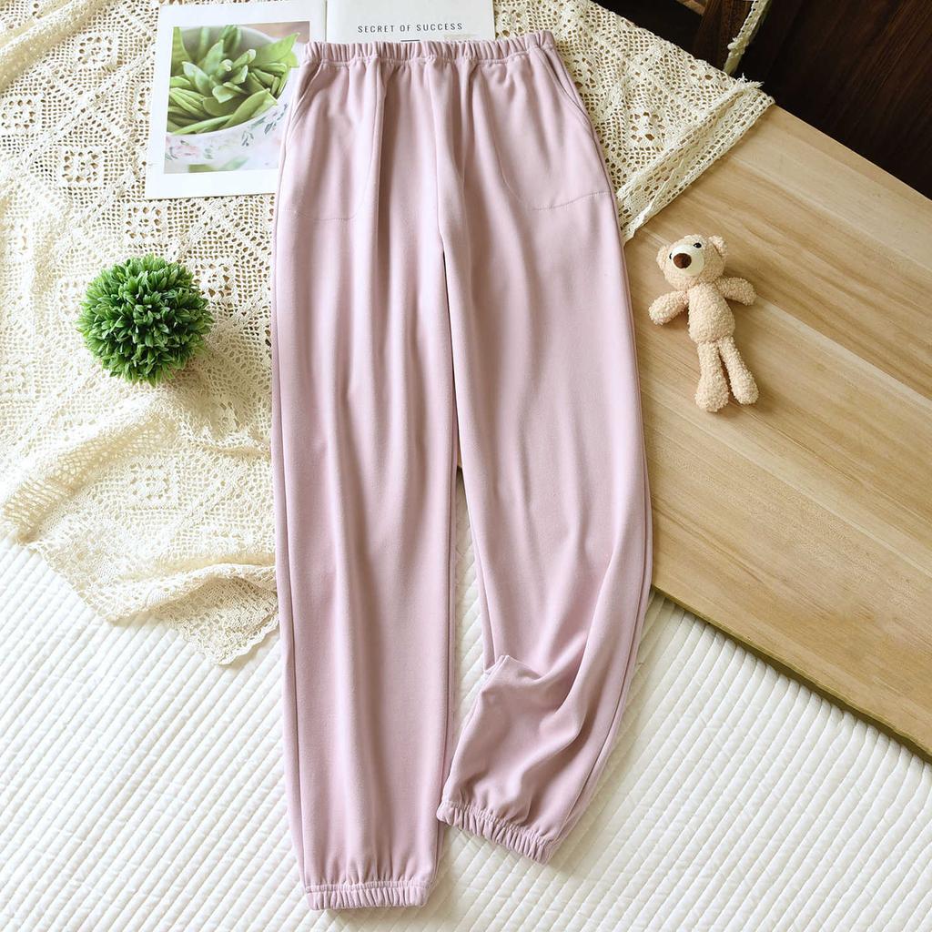 2026 New Autumn/Winter Women's Sleeper Pants, Velvet Solid Color Pants, Single piece Warm Pants, Thickened Closure Home Pants