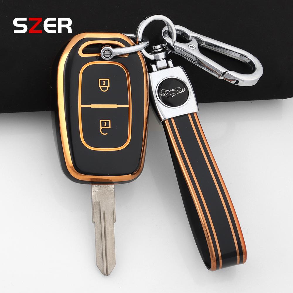 2 Buttons Tpu Key Case Cover Holder Keychain For Renault Duster Dokker Logan Stepway Clio 5 Ss2 For Dacia Sandero Stepway Logan