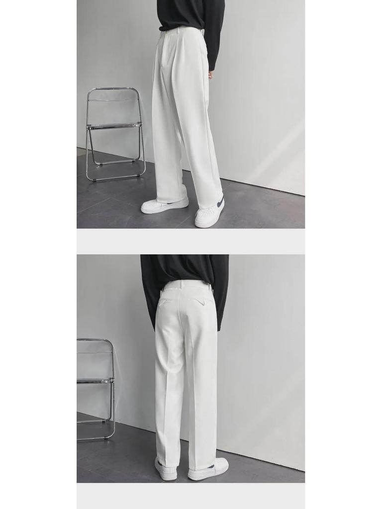 Men's Korean Wide-Leg Casual Suit Trousers