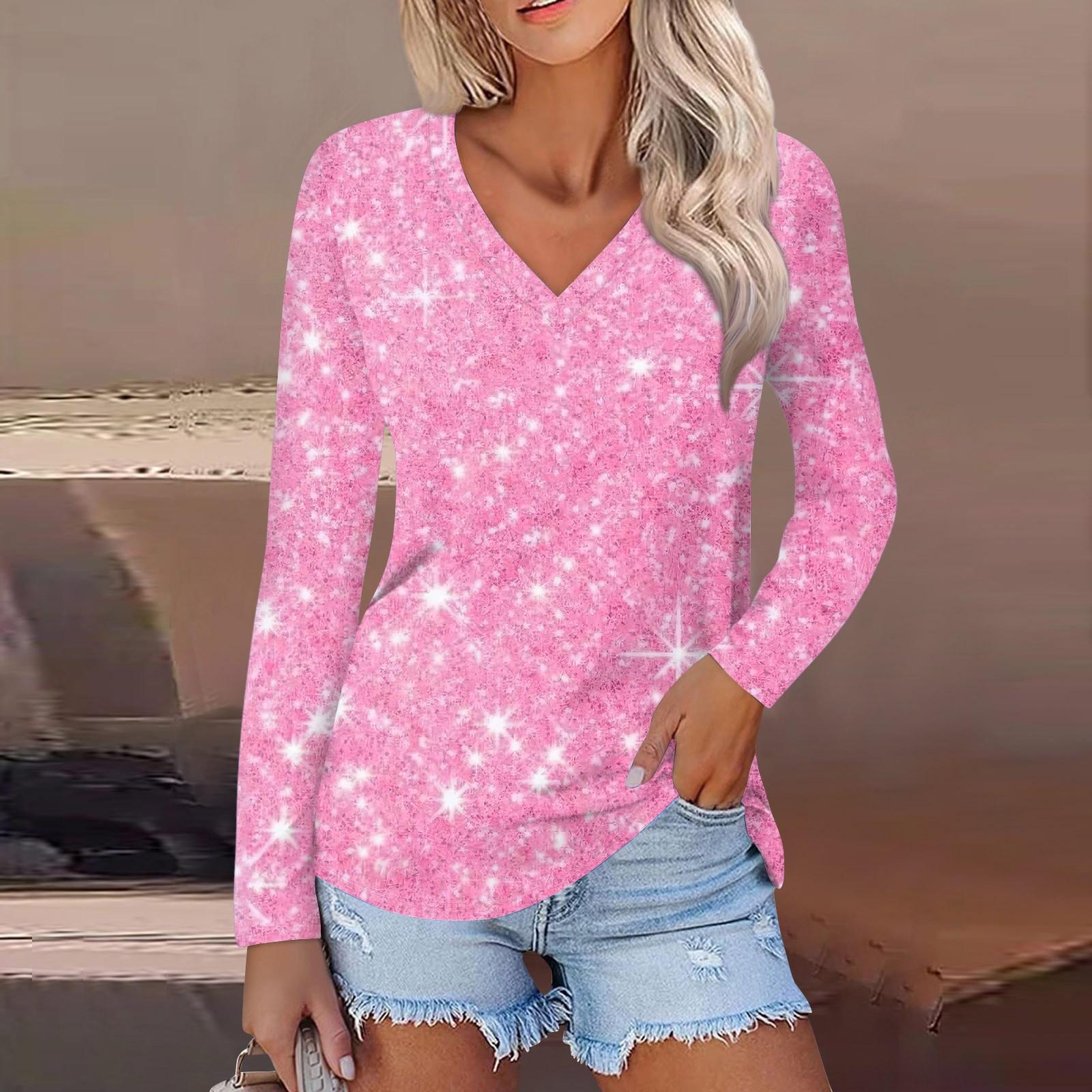 

Женский повседневный модный сексуальный удобный рождественский принтованный топ с V-образным вырезом и длинными рукавами L