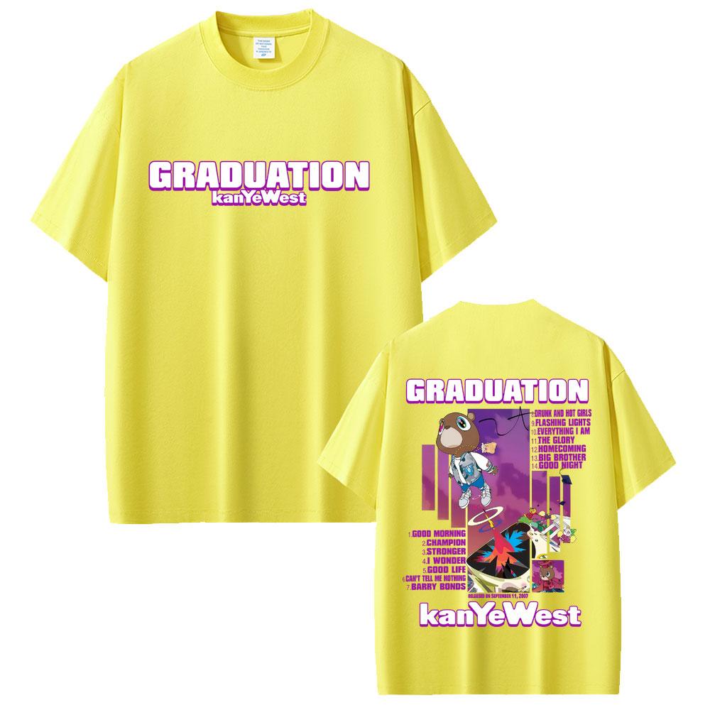 Rapper Kanye West Graduation Bär Grafik T-Shirts Herren Hip Hop Mode Popmusik T-Shirts Herren Lässiges Baumwoll-Vintage-T-Shirt