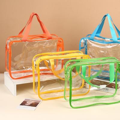 6pcs Clear PVC Toiletry Storage Bags Waterproof Handheld Travel Cosmetic Organizer With Zipper Storage Gift Bags