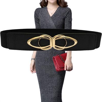 Pu Leather Elastic Wide Belt Women Stretch Thick Waist Belt For Dress Plus Size