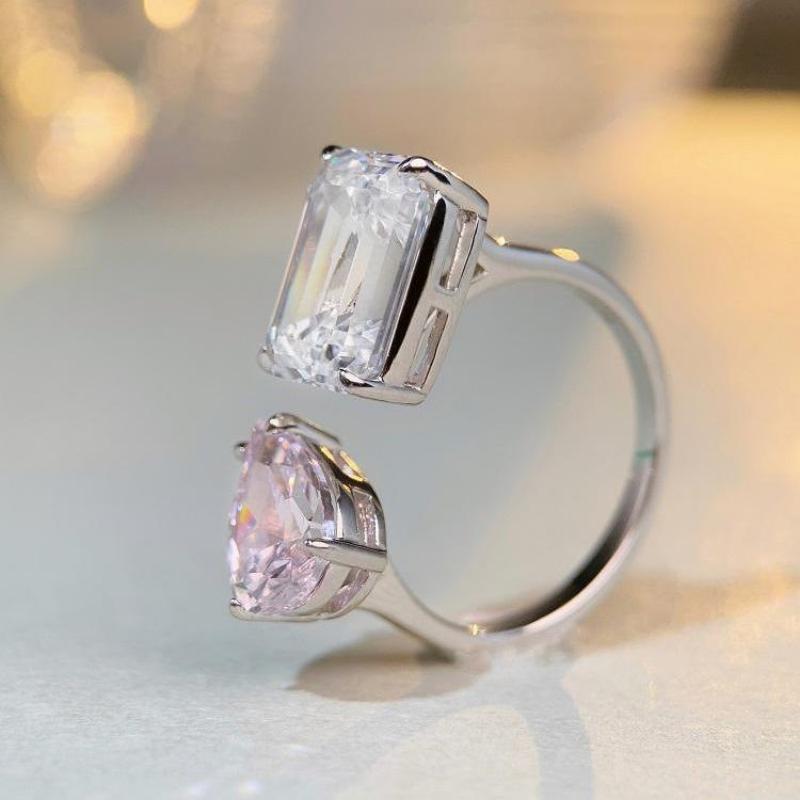 Tancise 8*11 Sterling Sølv Live Ring S925 Rosa diamant for kvinner INS Wind Open Justerbar Ring