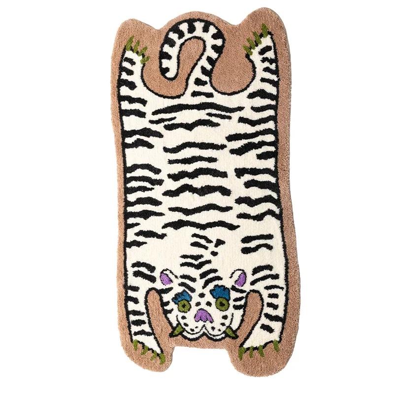 Cartoon-Tiger-Plüschteppich, Niedlicher weicher Nachttischteppich für Schlafzimmer, Wohnzimmer, Gemütliche Heimdeko Fußmatte