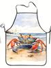 Beach Crab Watercolor Apron Ocean Life Kitchen Cooking Baking Gift For Seafood Lover Coastal Decor Chef Wear Artistic