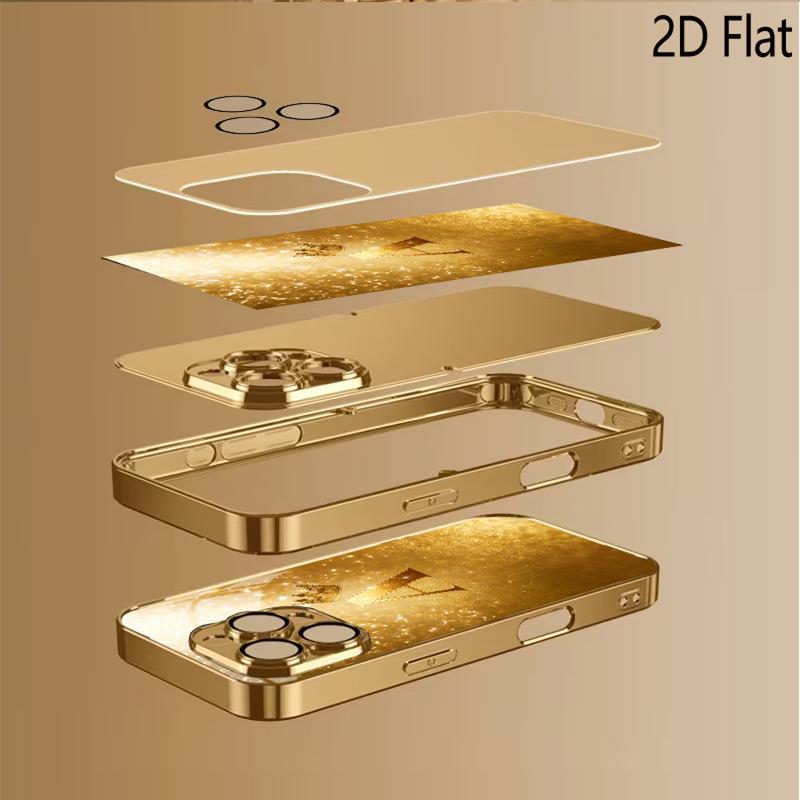 Crown A Patterned Tempered Glass Design for iPhone16 17 ProMax 1514 1312 11ProMax Phone Case Camera Cover Shockproof Hard Back