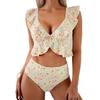 2025 Ruffle Floral Print Bikinis Women's Push Up Two-Piece Swimsuit Fashion Spilt Swimwear Summer Holiday Bathing Suit Beachwear