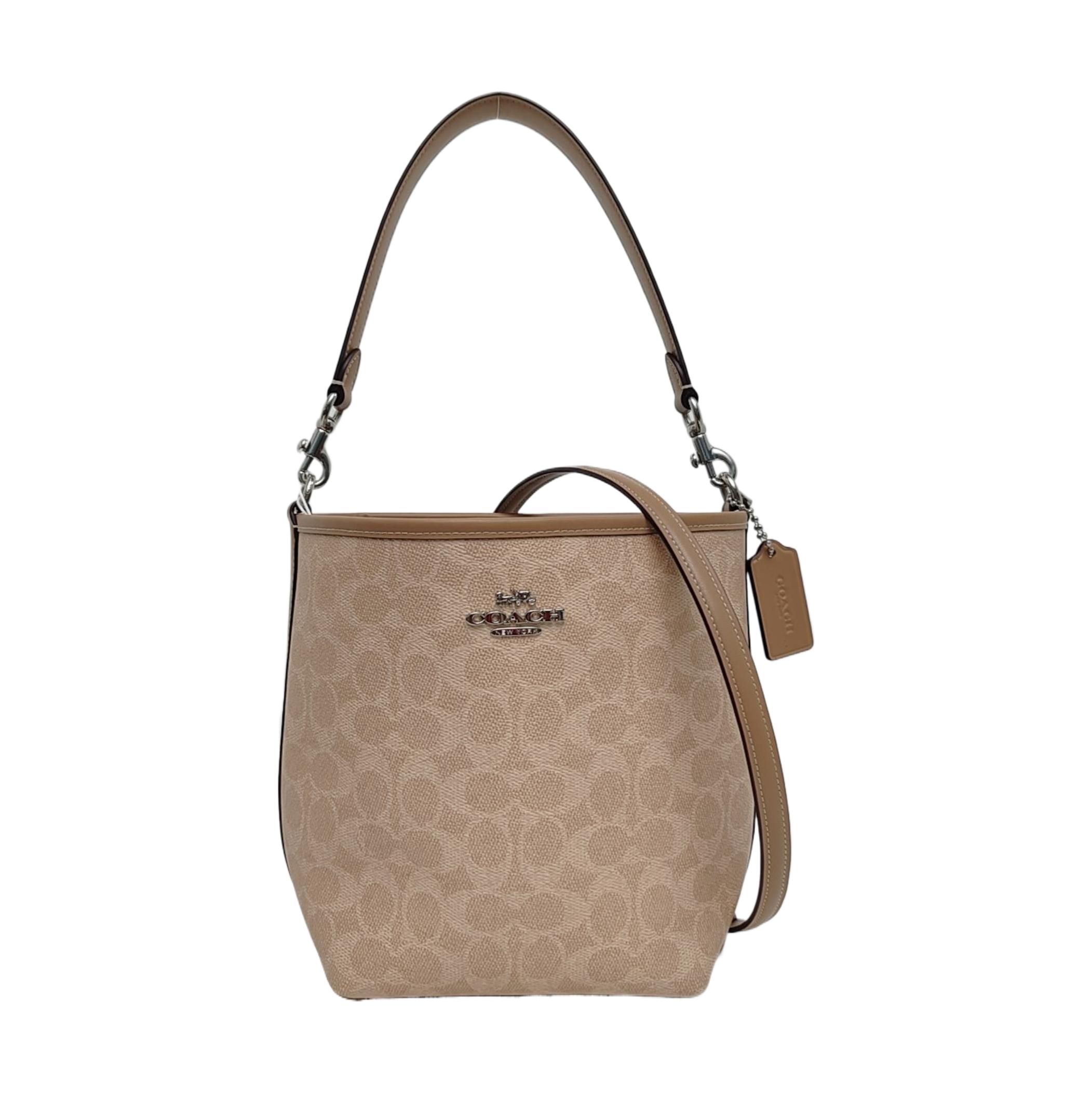 [Pre-Owned] City Bucket 17 Monogram Metal Logo Signature Coated Canvas Tote Shoulder Bag Small - Excellent #1OS0O0X ONE SIZE