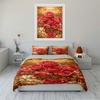 Red Rose and Quote Printed Bedding Set Bedding Set (1 Duvet Cover, 2 Pillowcases, Duvet Not Included)