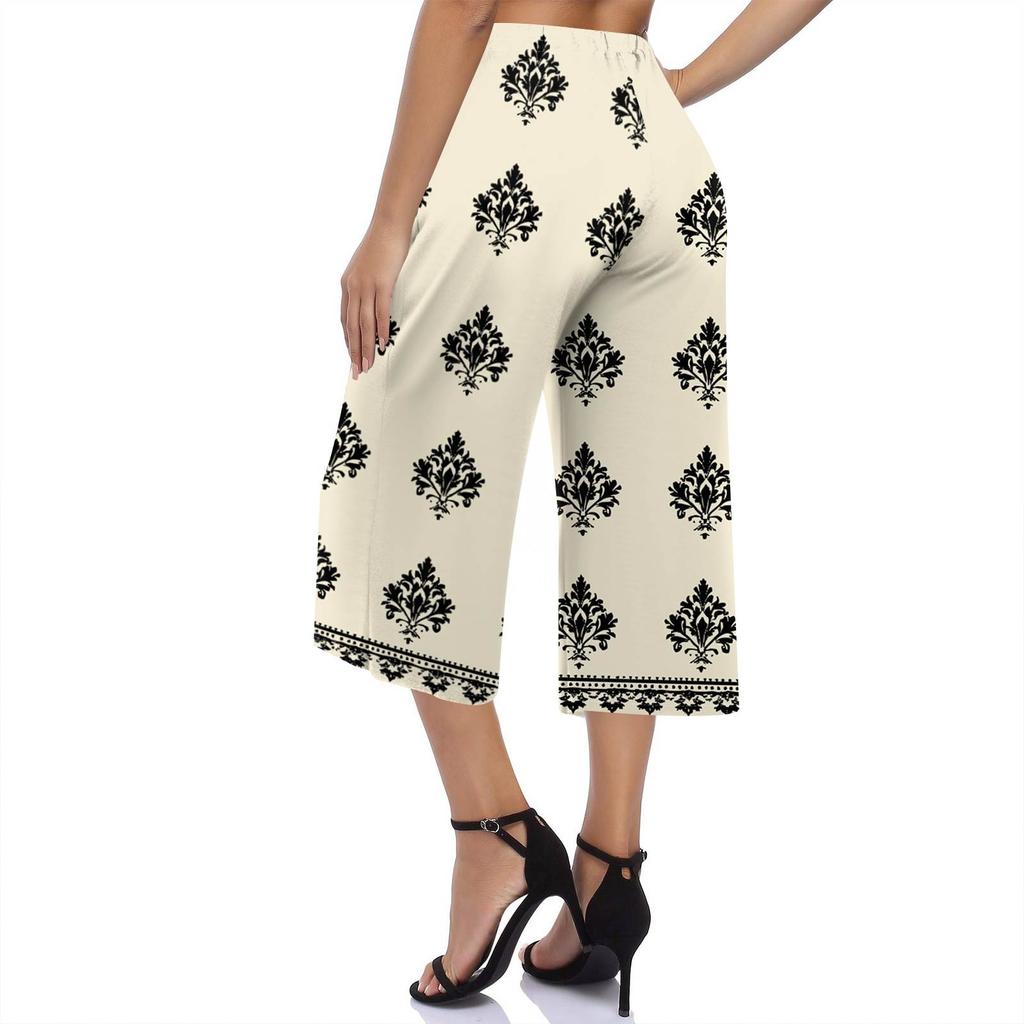 Women's High Waist  Printed Casual Trousers Workout Pants 3/4 Pants