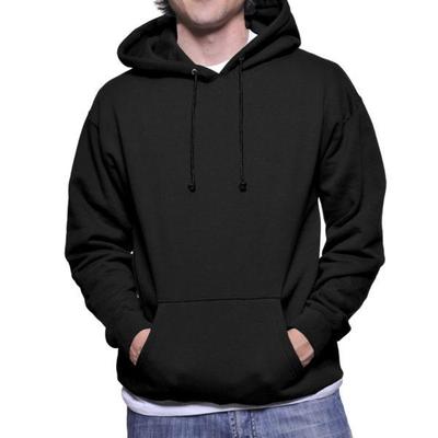 Schwarzer Herren-Hoodie aus einfarbiger Baumwolle