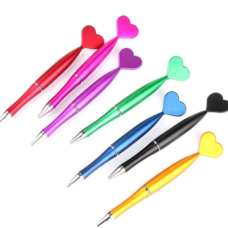 20Pcs Heart Rotary Ballpoint Pen Love Heart Ball Pens Plastic Pens Student Ballpoint Pen School Supplies Stationery