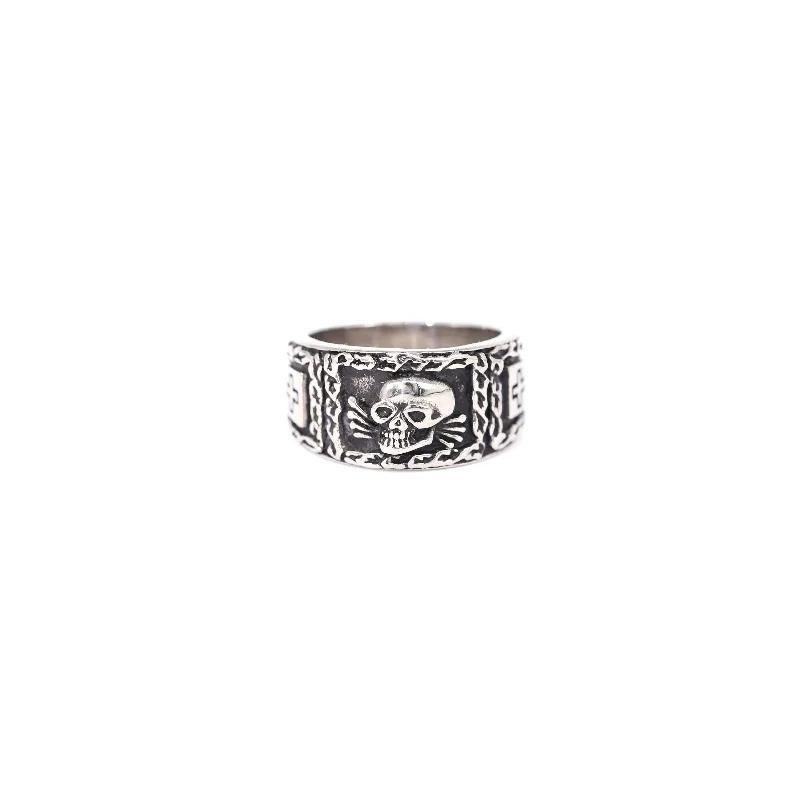 Anillo Sellado Vintage de Acero Inoxidable Calavera Piedra Anillos de Moda Cool Calavera Hip Hop Punk Anillo Cruz Joyería