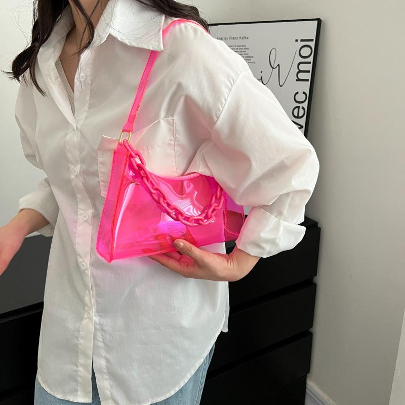 Clear Jelly Shoulder Bag For Women, Y2K Small Zipper Underarm Purses Handbag Clear Underarm Bag Shoulder Bag
