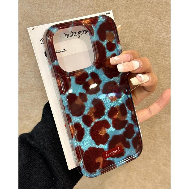 Contrasting leopard print is suitable for Apple 16promax creativity, mobile phone case glacier pattern fun apple 17promax
