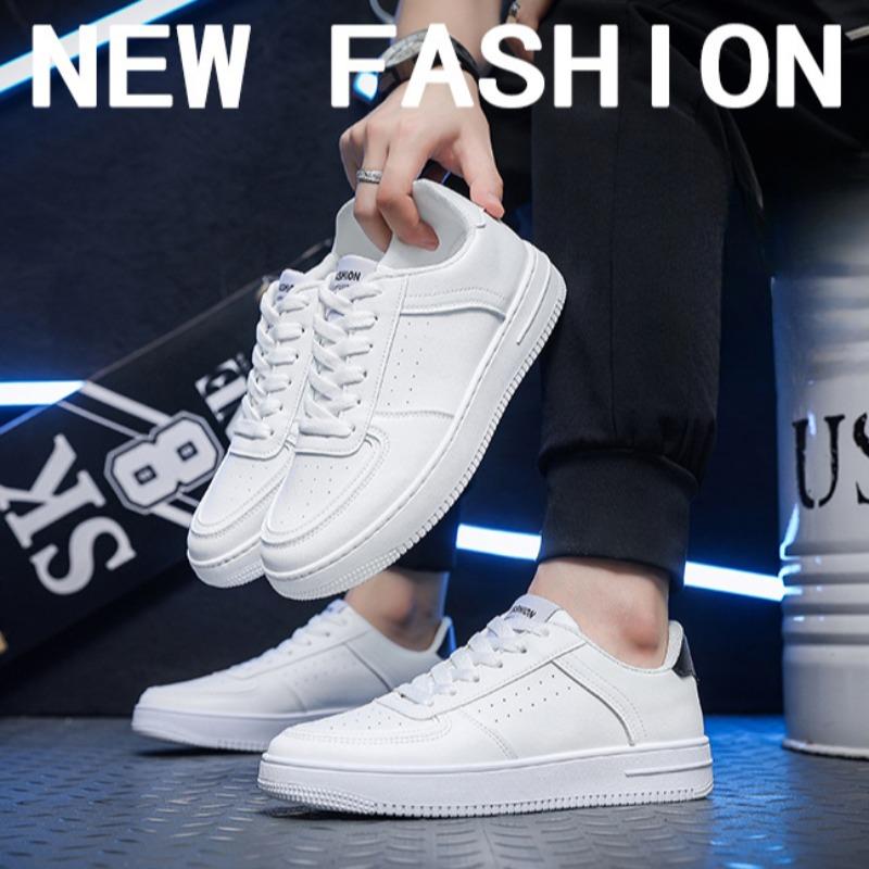 Modne Klasyczne Męskie Casualowe Buty na Platformie Wiosna Nowe Oddychające Wszechstronne Sneakersy Młodzieżowe Studenckie Białe Buty do Deski Buty do Chodzenia Hombre