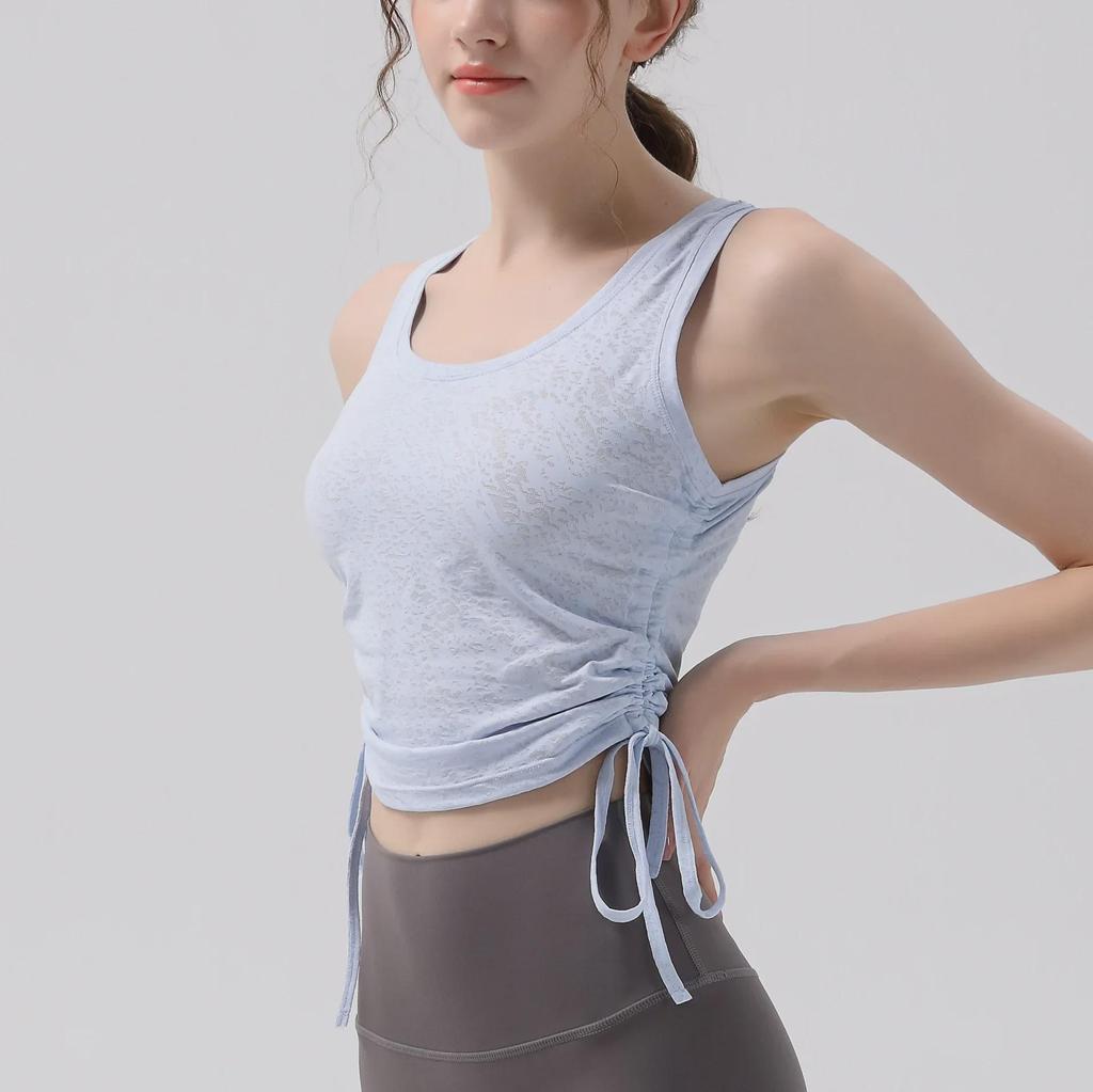 Women's Sleeveless Slim Fit Jacquard Sports Vest for Running, Yoga, and Pilates