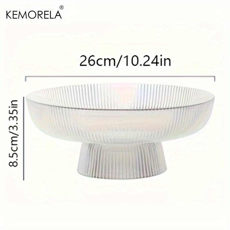 1Pcs Glass Fruit Bowl with Feet Tall Striped Storage Tray Home Living Room Decoration Creative Dried Fruit Tray Snack Tray