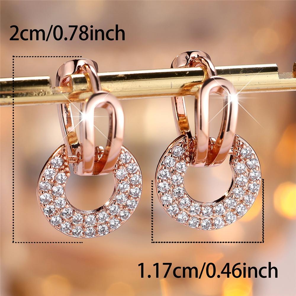 Brincos de Argola Redondos de Zircônia Branca Femininos de Luxo Moda Cor Ouro Rosa Prata Casamento Para Mulheres