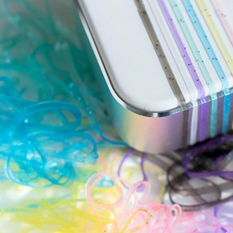 Daiso Glitter Pastel Color Tpu Bands  Pack Of 120