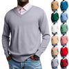 Męski dzianinowy top z dekoltem V i długim rękawem, codzienna wygoda, bluzka z długim rękawem