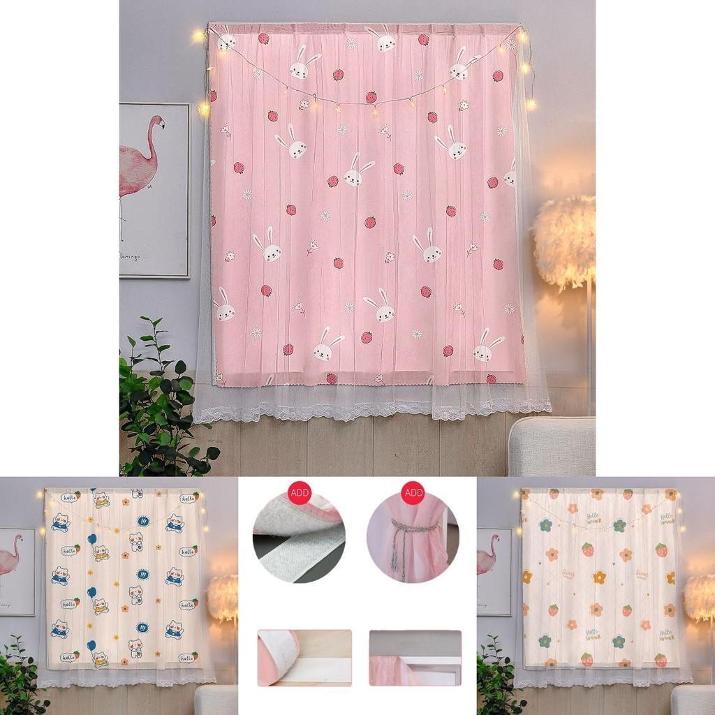 Playful Cartoon Blackout Drapes With Sophisticated Lace Accents And Hassle-free Velcro Mounting