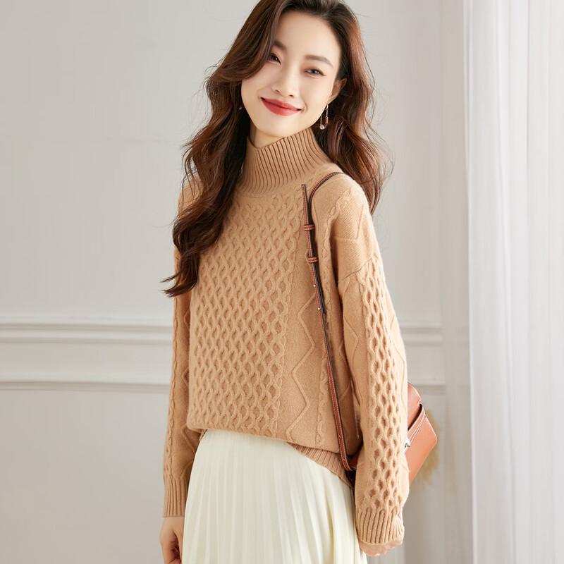 Srcr Women's 100% Wool Cable Knit Loose Sweater