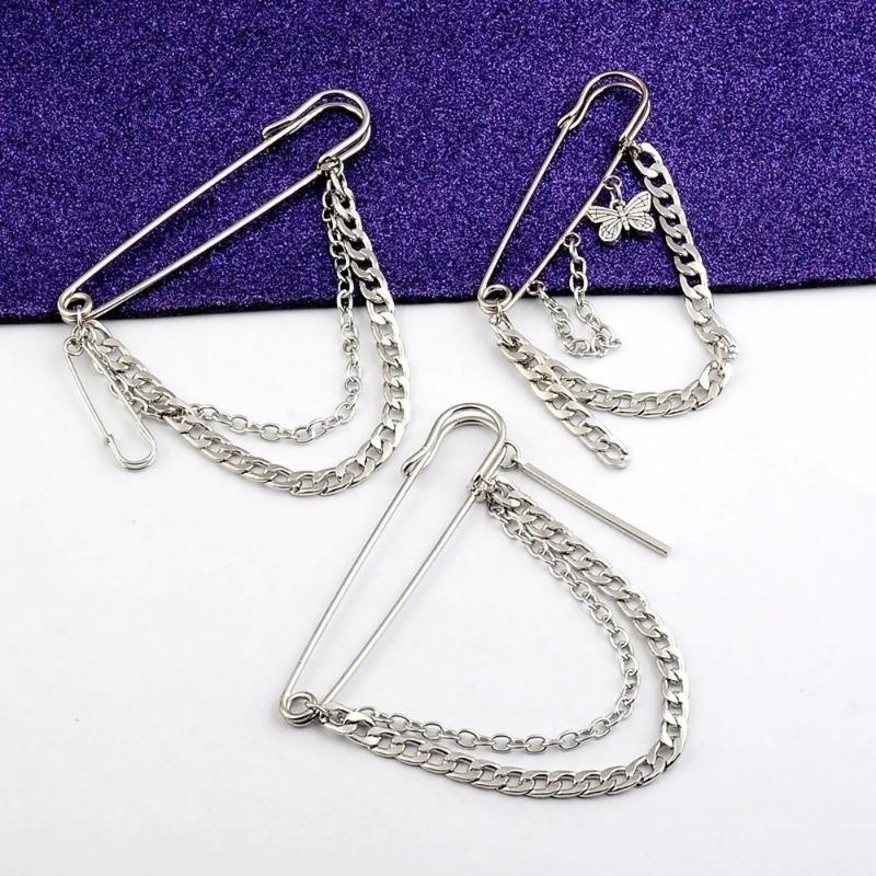 Trend Retro Chain Pin Brooch Street Punk Tide Cool Street Fashion Metal Decoration Punk Hip Hop Clothing Men Accessorie