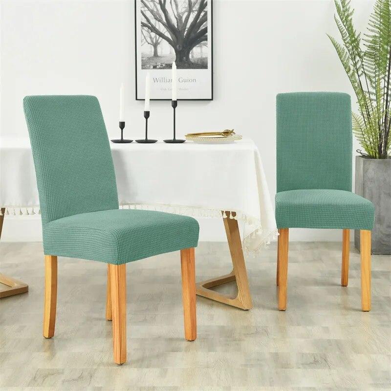 1pc Elastic Dining Chair Covers Polar Fleece Stretch Office Seat Protector Case for Wedding Hotel Banquet Wedding Party Decor