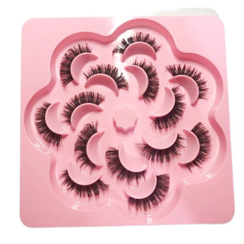 20D Hot Melt Cluster Lashes - Dense Three-Row Style, 10-Piece Curled High-Quality Segmented False Eyelashes