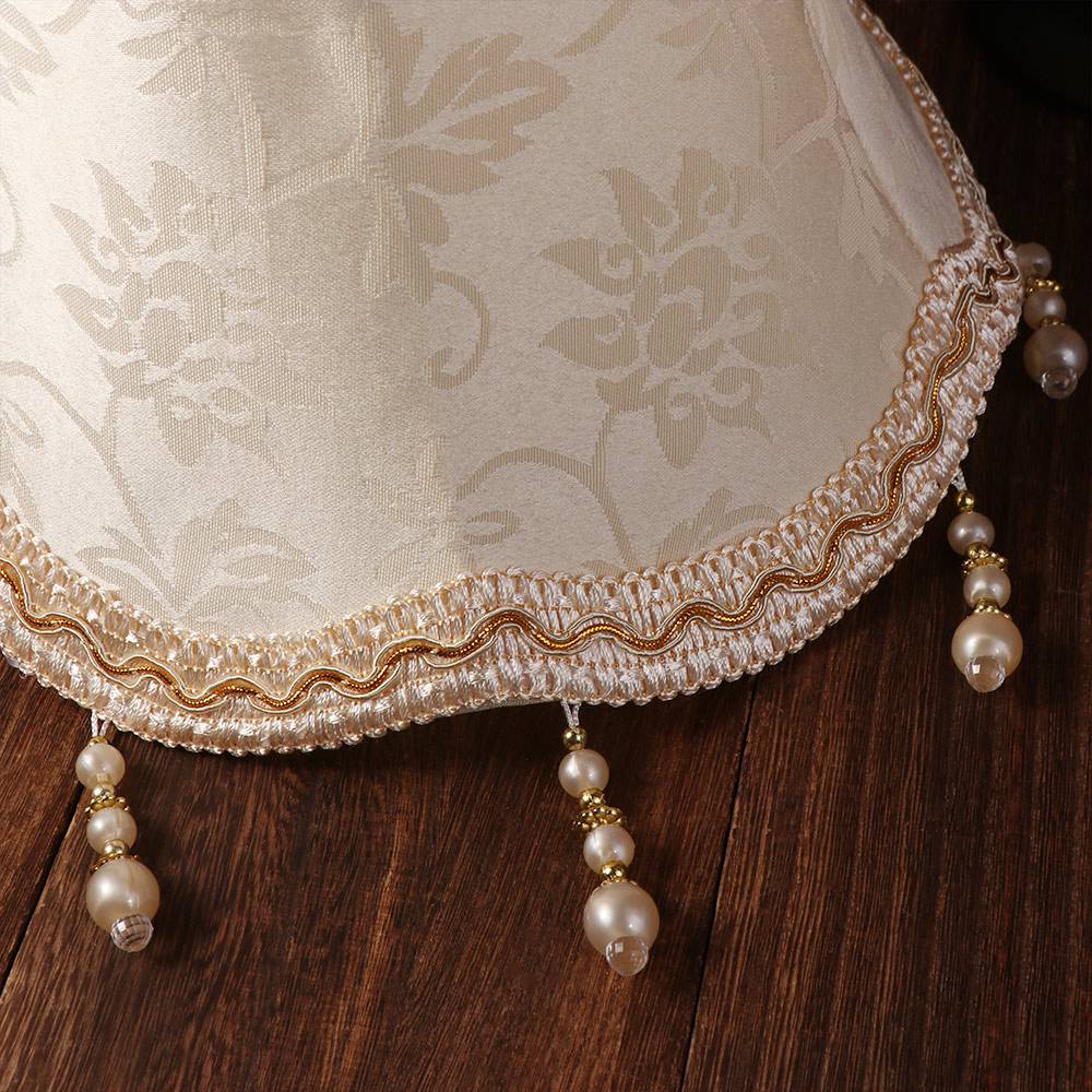 Table Lamp Cover Decor E27 Table Lamp Shade 25CM Pearl Tassel Wall Lamp Cover Cloth Luxury Floor Lamp Dust Cover Wall Lamp