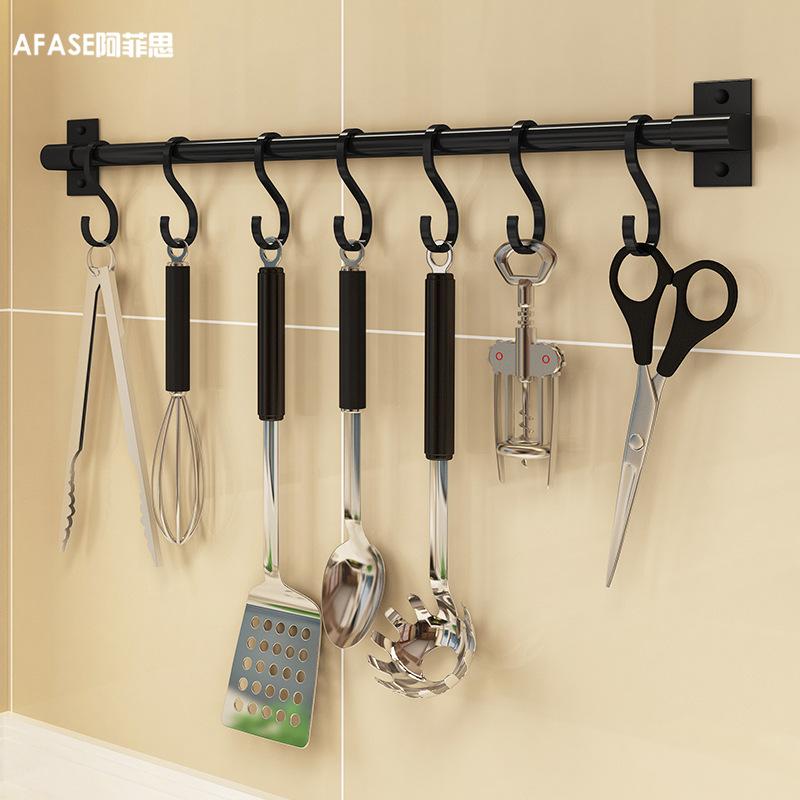 

European-Style Kitchen Hook Cooking Kitchenware Hanging Rod Rag Storage Rack Punch-Free Alumimum Chopping Board Rack Factory Direct