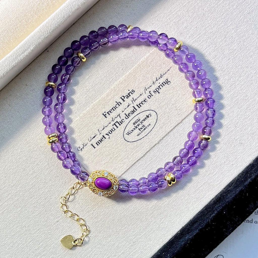 4Mm High Quality Design Natural Amethyst Necklace Clavicle Chain