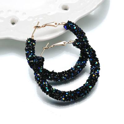 2023 mode 3 Farben Leuchtenden Kristall Runde Creolen Strass für Frauen Punk Mode Schmuck Zubehör