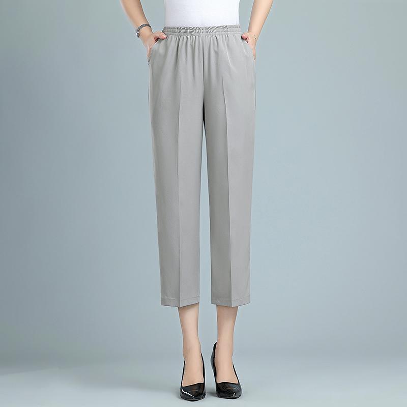 Women's Summer Thin Straight Pants Solid Color Black Trousers Summer High Waist Pants