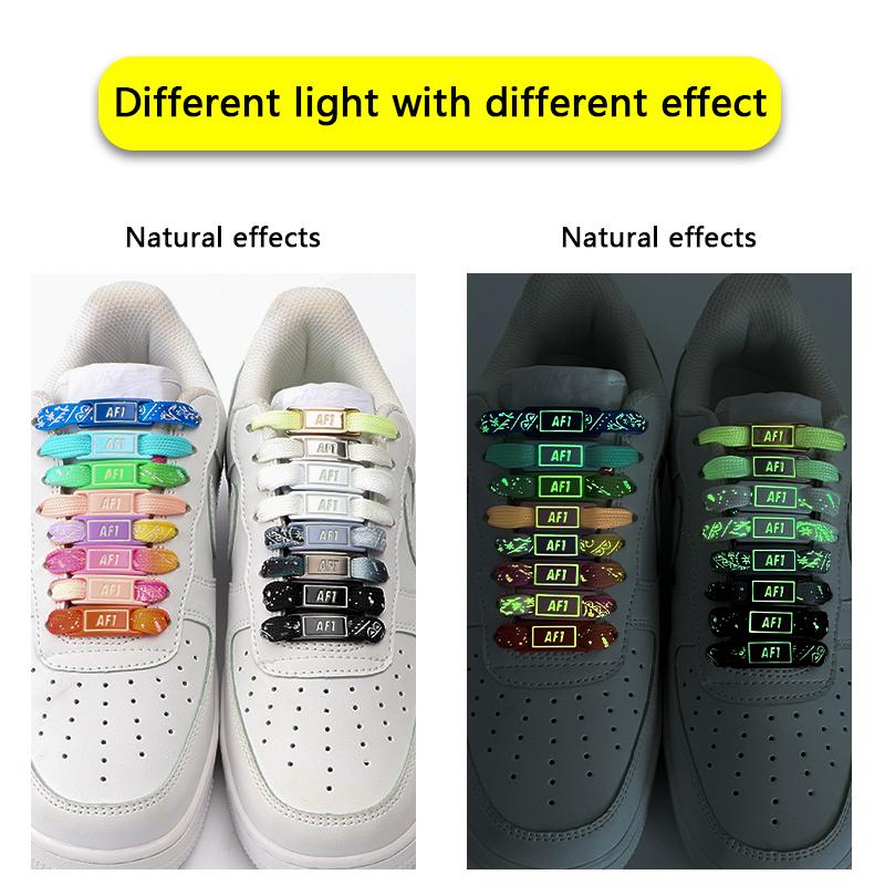 Flat Luminous Shoelace Fluorescent Shoelaces for Sneakers Glow In The Dark Night Shoe Laces for AF1 Shoestrings Buckle Decoratio
