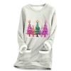 Ladies' Loose And Comfortable Round Neck Christmas Print Thick With Pockets Long Sleeved Top
