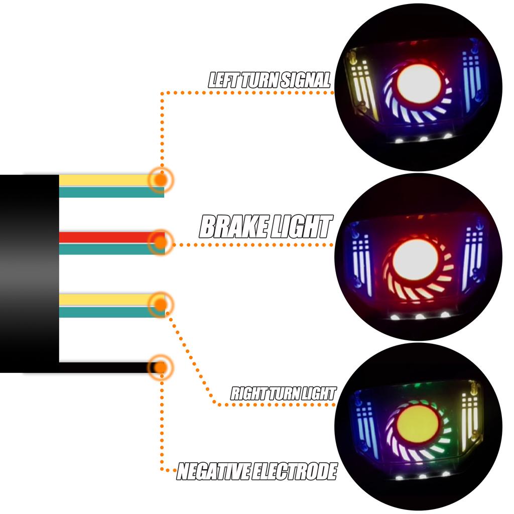 Motorcycle LED Brake Tail Light 12V Signal Lights LED Integrated Tail Light with License Plate Bracket RGB Angel Eyes Universal
