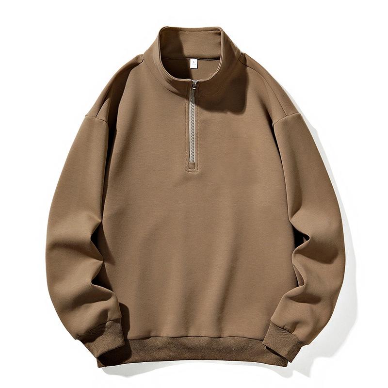 Men S Plus Size Half Zip Loose Fit Pullover Sweatshirt Black Spring Autumn