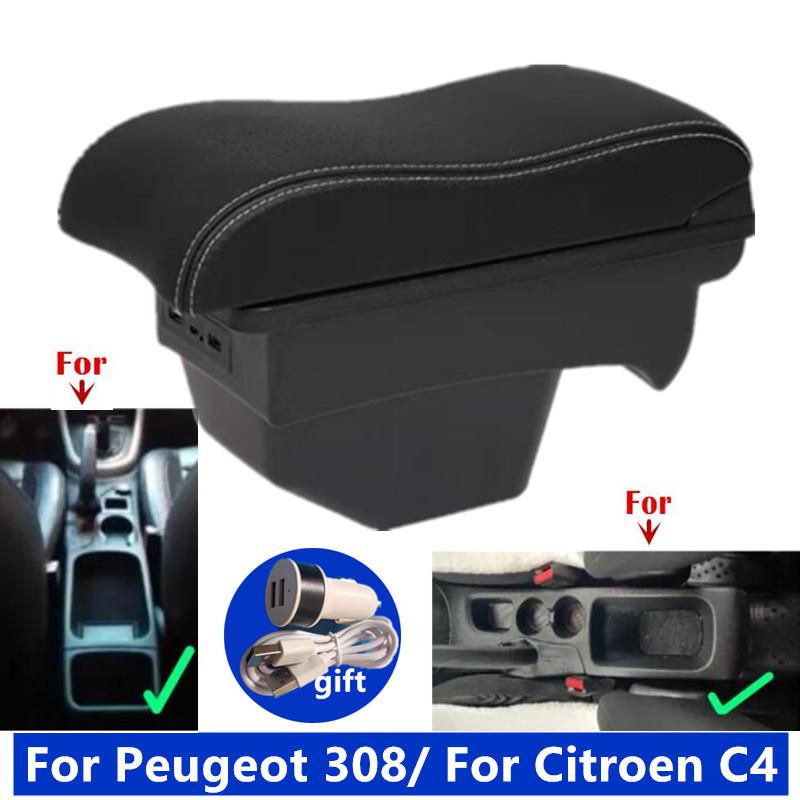 Car Armrest Box for Peugeot 308 2008 2009 2010 2011 2012 T7 SW / Citroen C4 2011 Retrofit Parts Center Storage Box USB Accessori