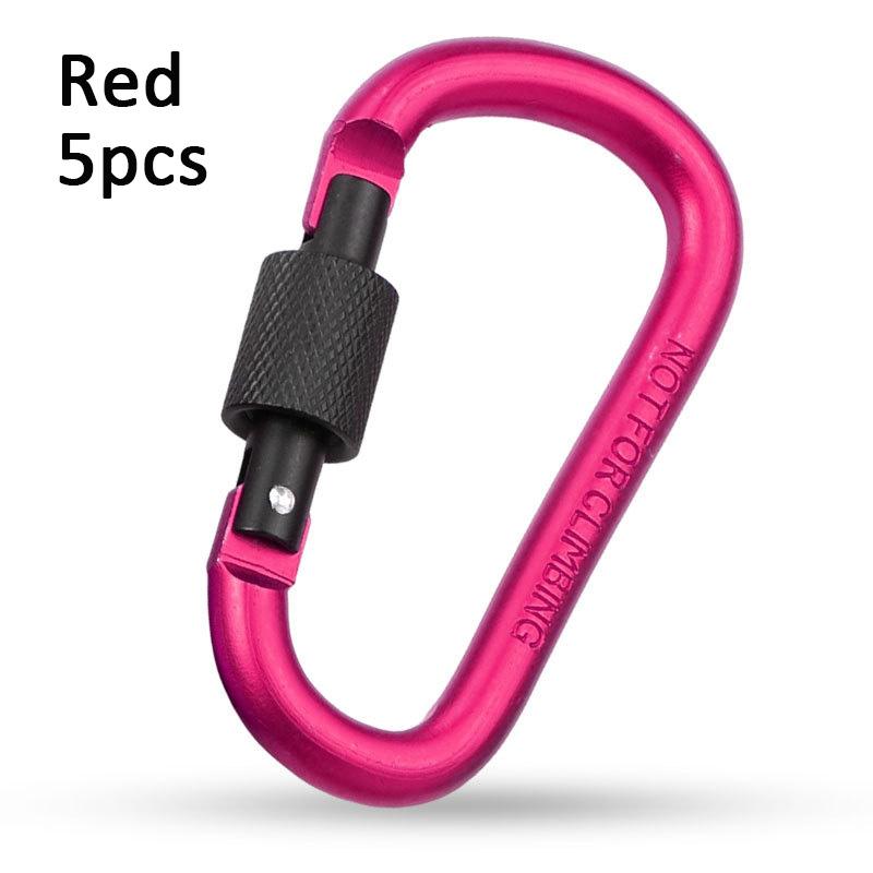 5pcs Aluminium Alloy Carabiner Clip Set Tourist Hooks Fishing Carbin Buckle Caribiner Key Holder Keychain Camping Karabiners