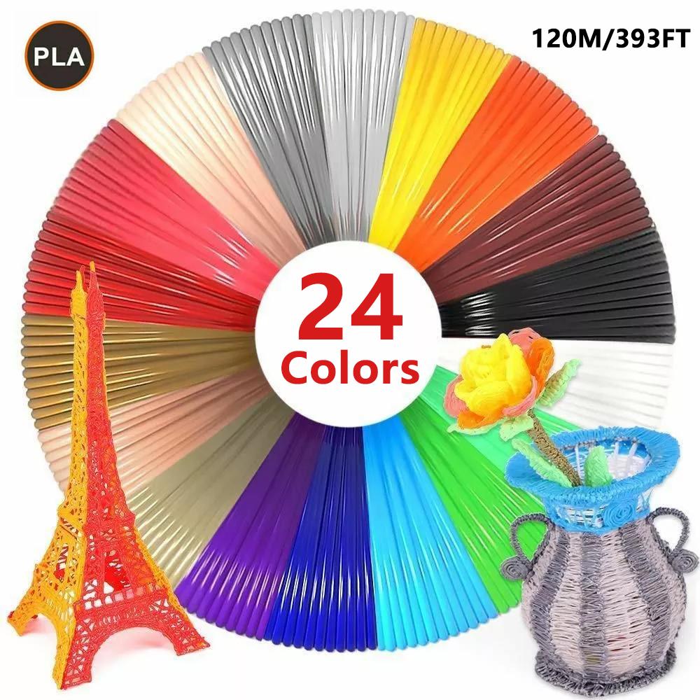 

Всего 24 цвета 120 м/393 фута PLA филамент для 3D ручки, 1,75 мм диаметр высокой точности, DIY подарок для детей (Случайный цвет)